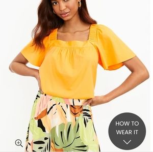 Loft Flutter Sleeve Square Neck Top